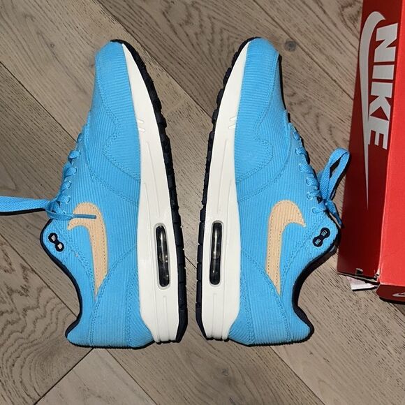 Nike Airmax 1 Premium Corduroy Baltic Blue/Gridiron/Sail/Sesame. Worn once. - Picture 11 of 16